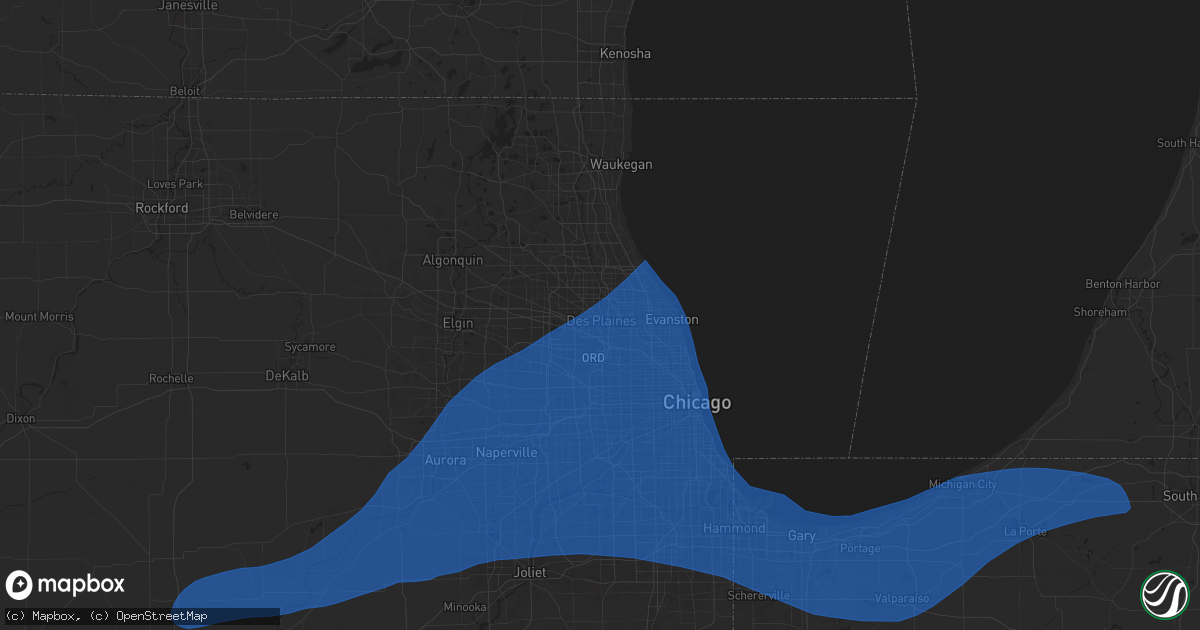 Hail map in Des Plaines, IL on July 16, 2025