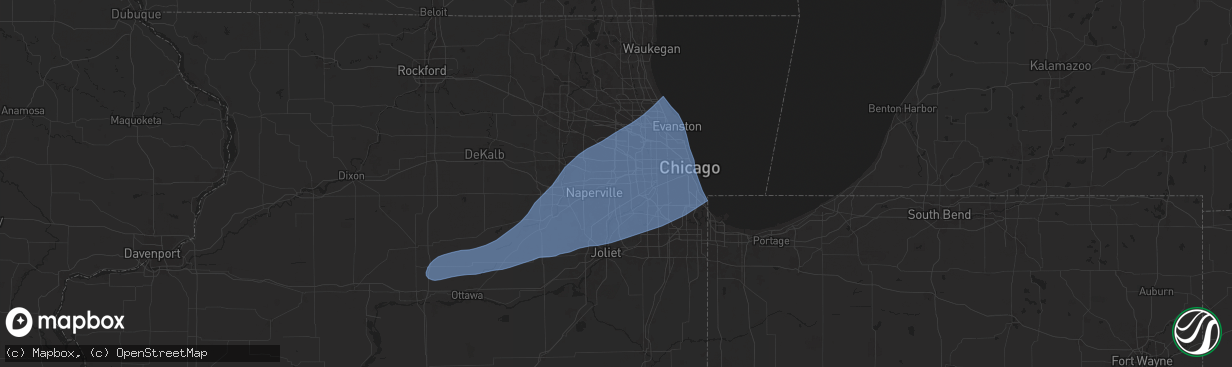 Hail map in Downers Grove, IL on July 16, 2025