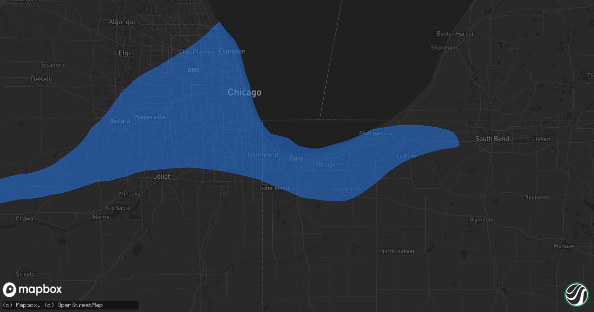 Hail map in Gary, IN on July 16, 2025