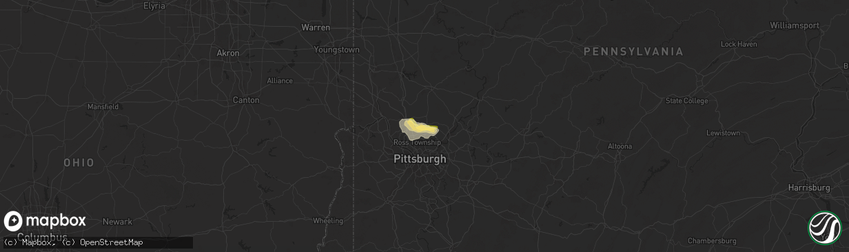 Hail map in Gibsonia, PA on July 16, 2025