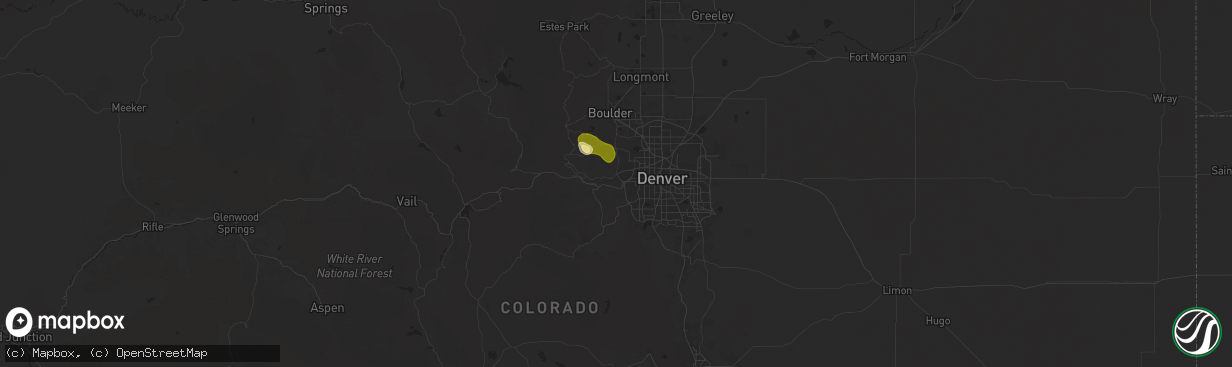 Hail map in Golden, CO on July 16, 2025