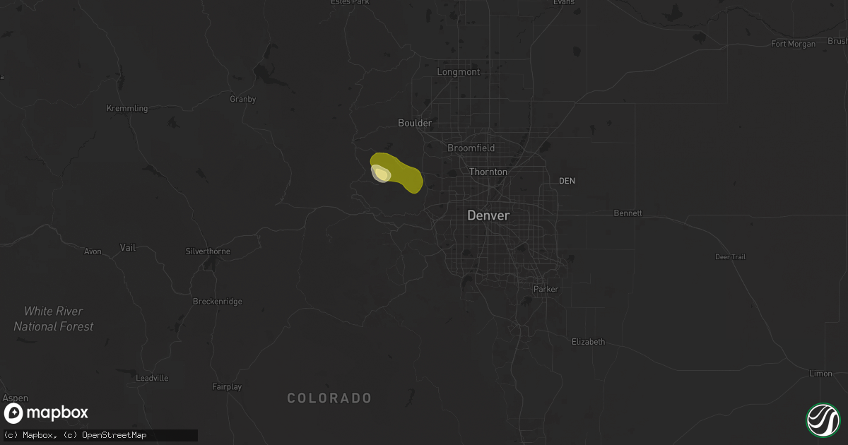 Hail map in Golden, CO on July 16, 2025
