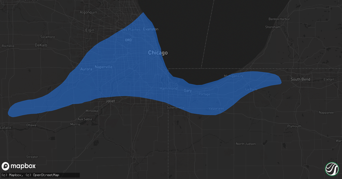 Hail map in Hammond, IN on July 16, 2025