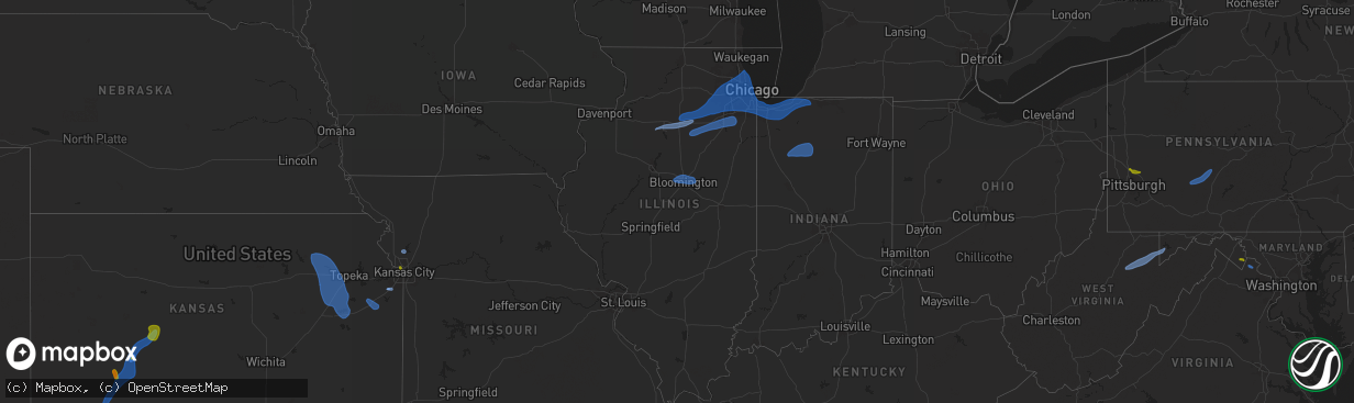 Hail map in Illinois on July 16, 2025