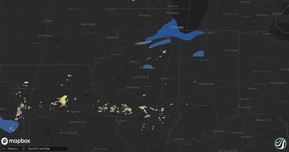 Hail map in Illinois on July 16, 2025