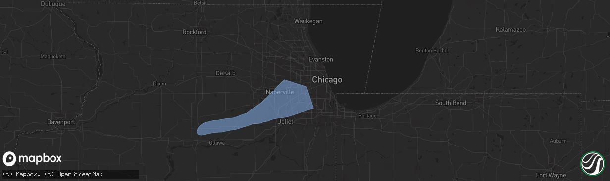 Hail map in La Grange, IL on July 16, 2025