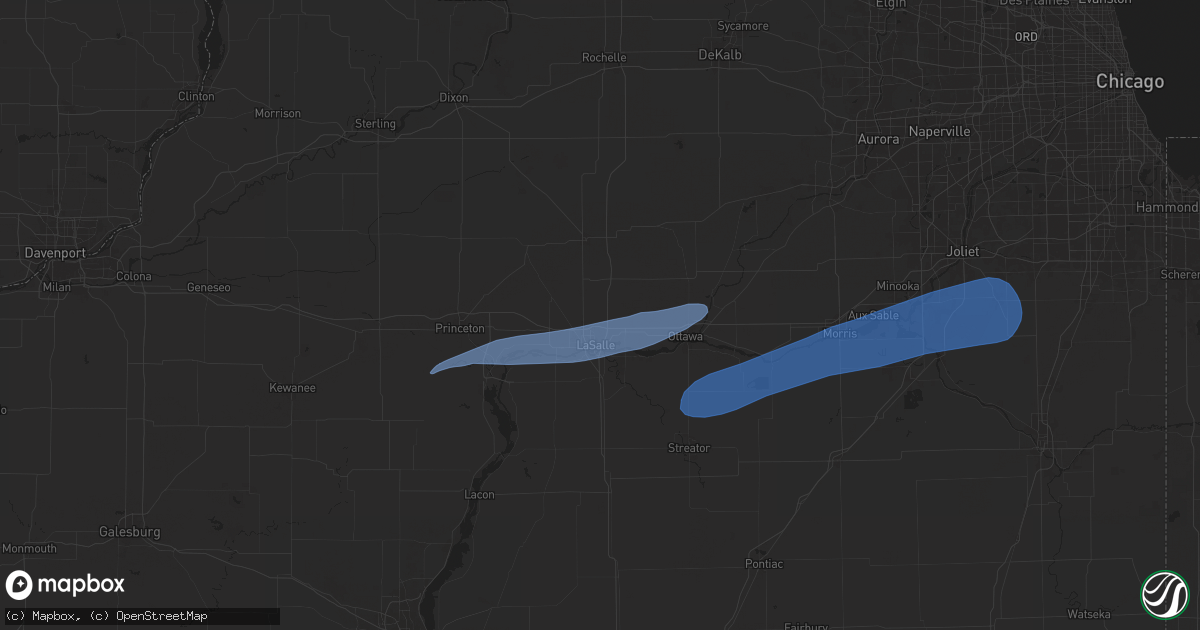 Hail map in La Salle, IL on July 16, 2025