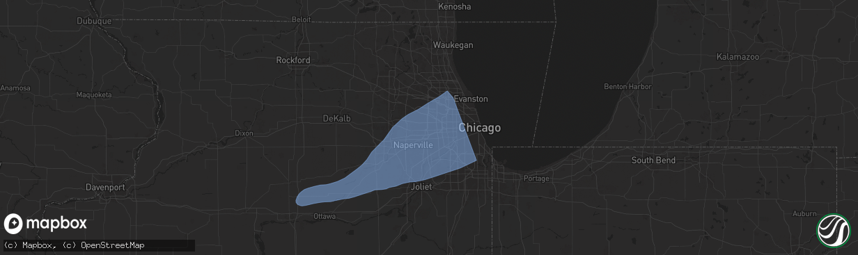 Hail map in Lombard, IL on July 16, 2025