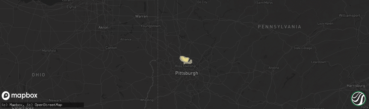 Hail map in Mars, PA on July 16, 2025