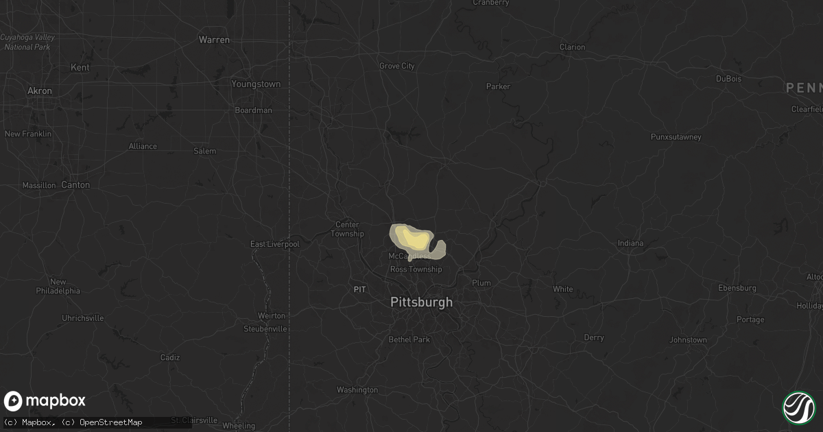 Hail map in Mars, PA on July 16, 2025