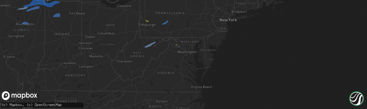 Hail map in Maryland on July 16, 2025