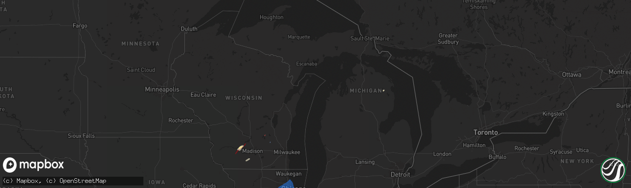 Hail map in Michigan on July 16, 2025