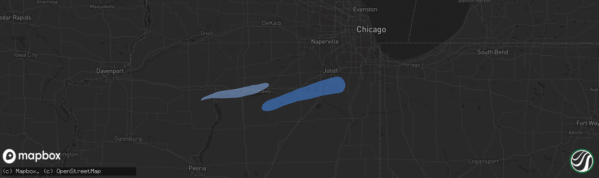 Hail map in Morris, IL on July 16, 2025