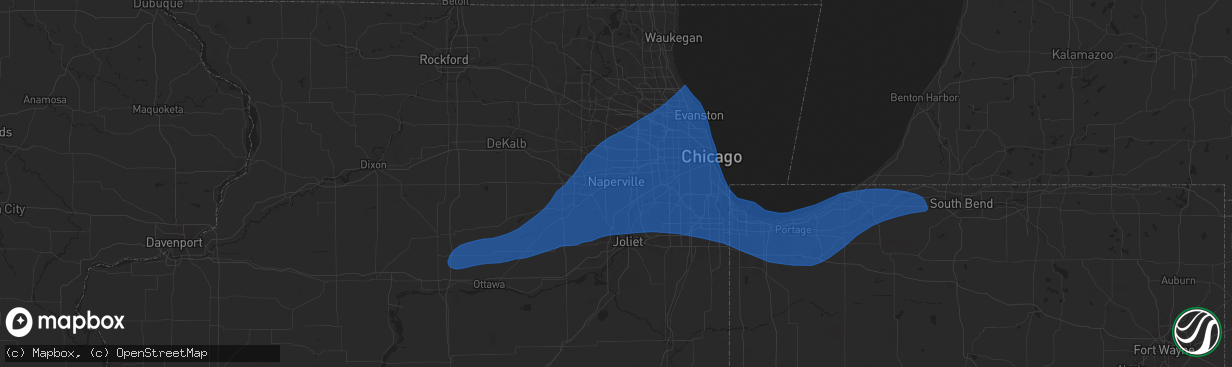 Hail map in Naperville, IL on July 16, 2025