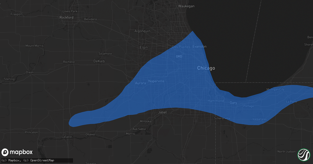 Hail map in Naperville, IL on July 16, 2025