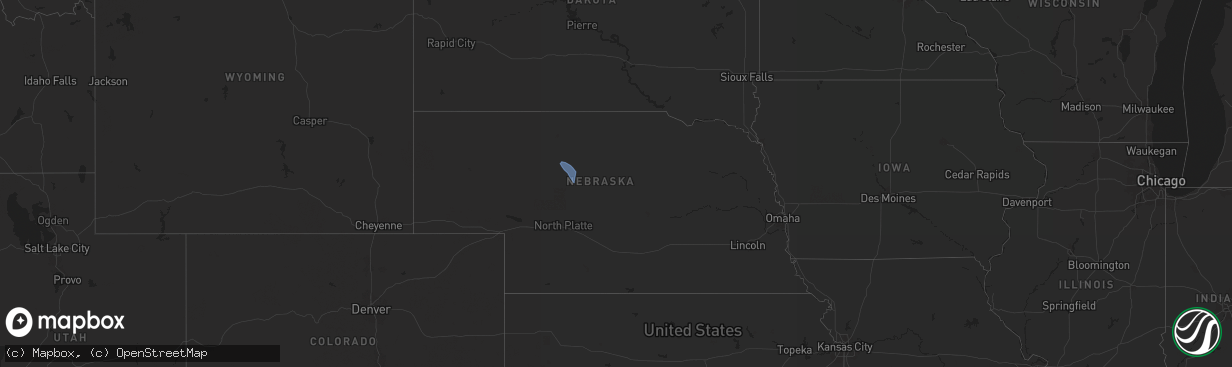 Hail map in Nebraska on July 16, 2025