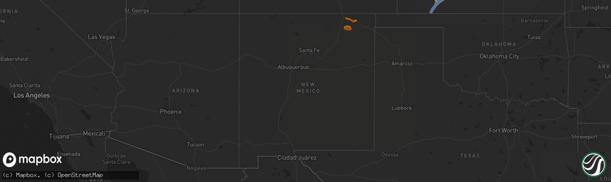 Hail map in New Mexico on July 16, 2025