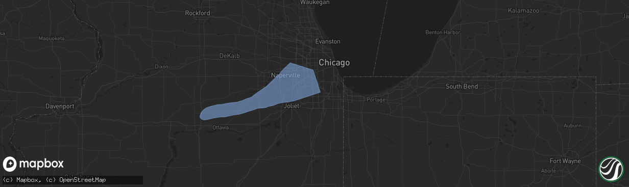 Hail map in Orland Park, IL on July 16, 2025