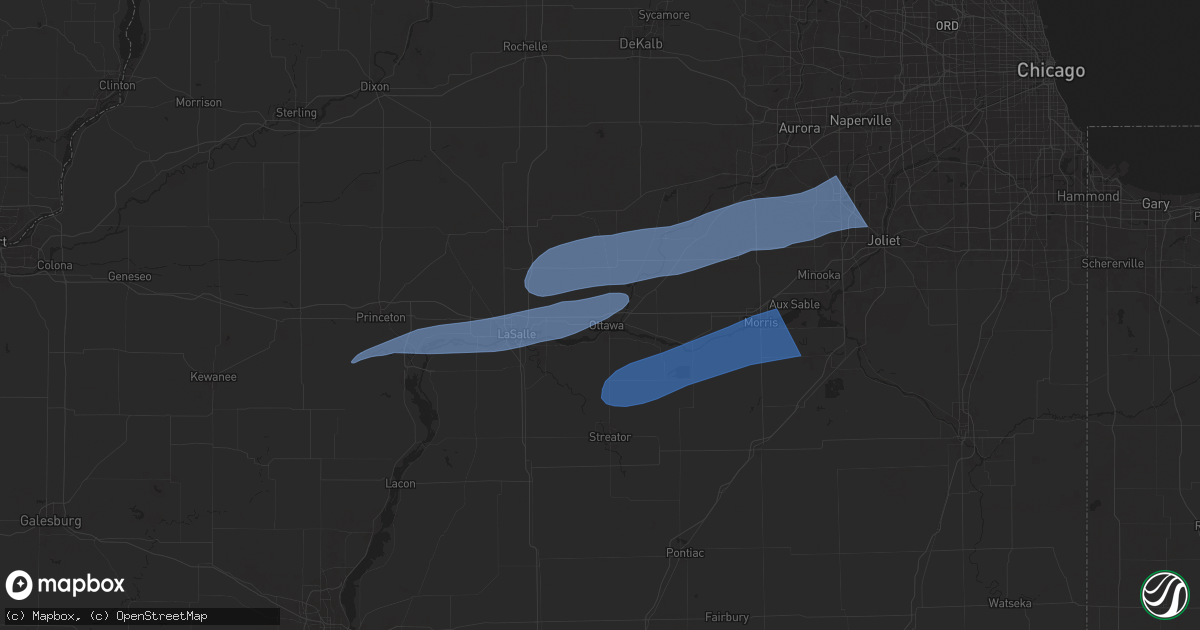 Hail map in Ottawa, IL on July 16, 2025