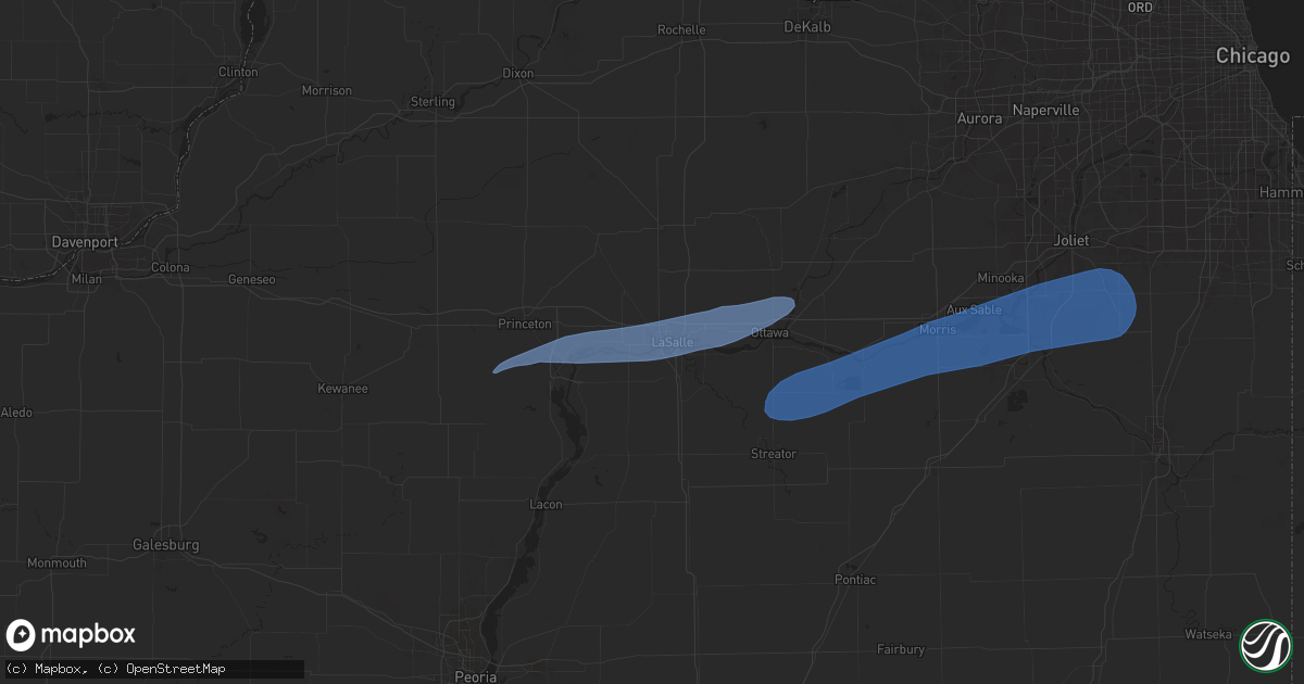 Hail map in Peru, IL on July 16, 2025