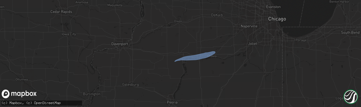 Hail map in Princeton, IL on July 16, 2025