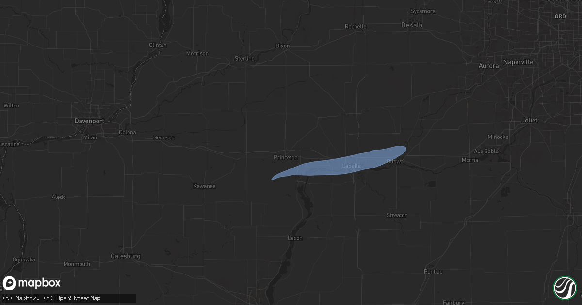 Hail map in Princeton, IL on July 16, 2025