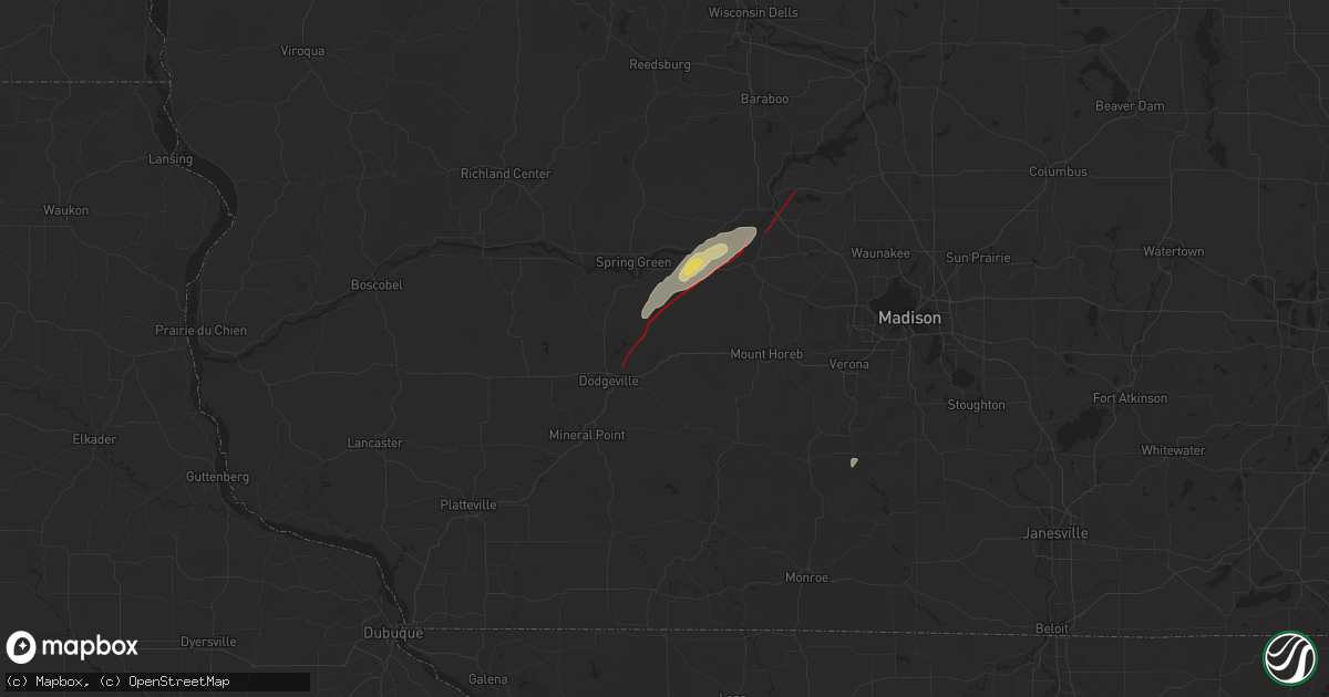 Hail map in Ridgeway, WI on July 16, 2025