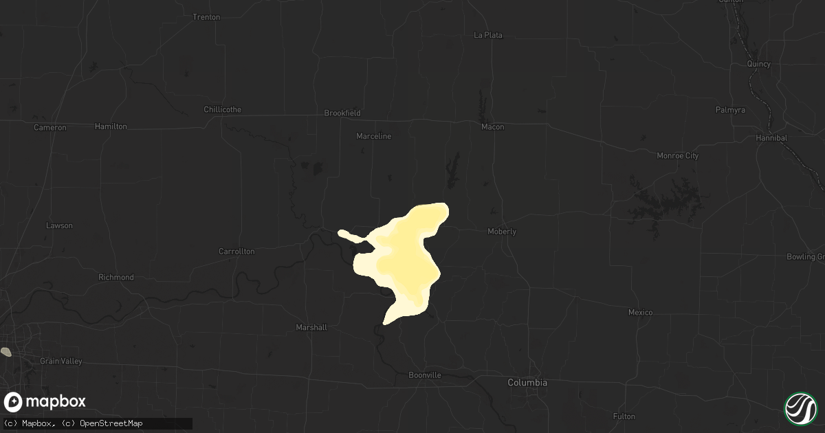 Hail map in Salisbury, MO on July 16, 2025