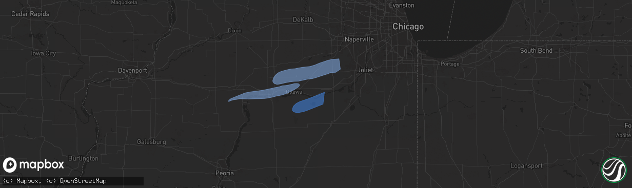 Hail map in Seneca, IL on July 16, 2025