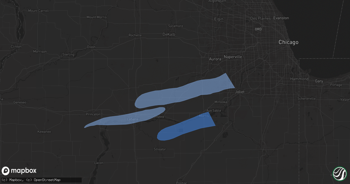 Hail map in Sheridan, IL on July 16, 2025