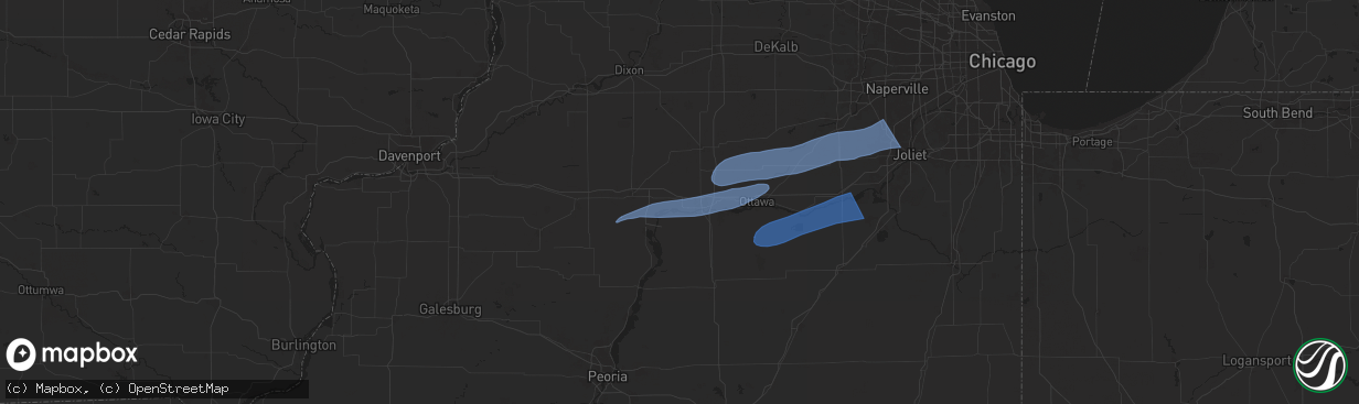 Hail map in Spring Valley, IL on July 16, 2025