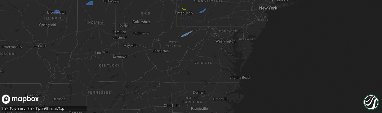 Hail map in Virginia on July 16, 2025