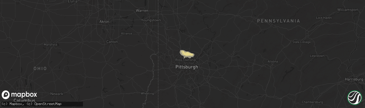 Hail map in Wexford, PA on July 16, 2025