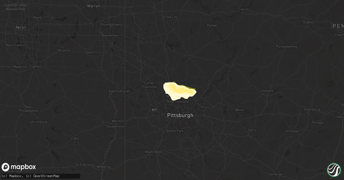 Hail map in Wexford, PA on July 16, 2025