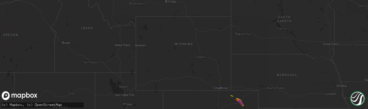 Hail map in Wyoming on July 16, 2025