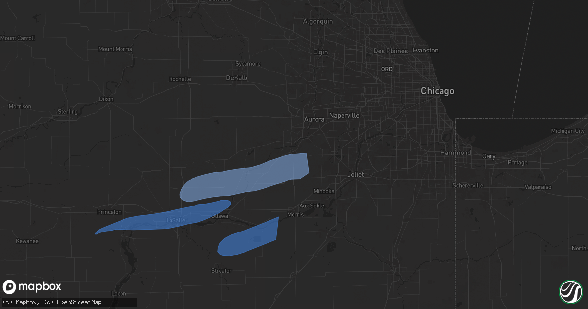 Hail map in Yorkville, IL on July 16, 2025