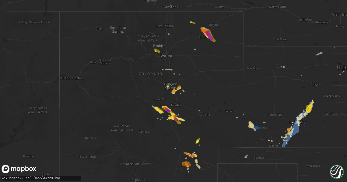 Hail map on July 16, 2025