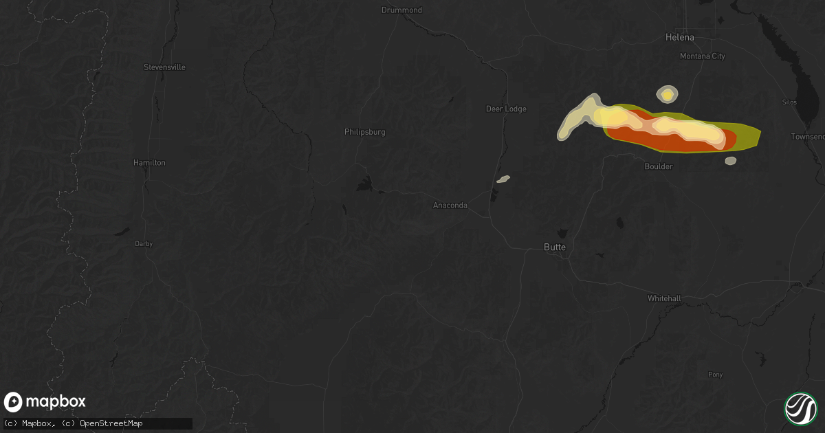 Hail map in Anaconda, MT on July 16, 2026