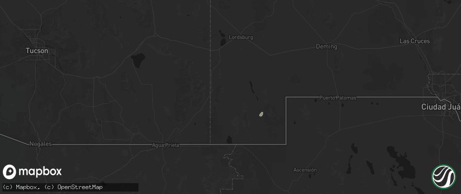 Hail map in Animas, NM on July 16, 2026