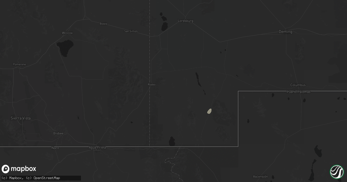 Hail map in Animas, NM on July 16, 2026