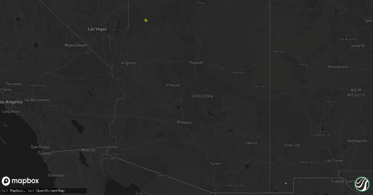 Hail map in Arizona on July 16, 2026