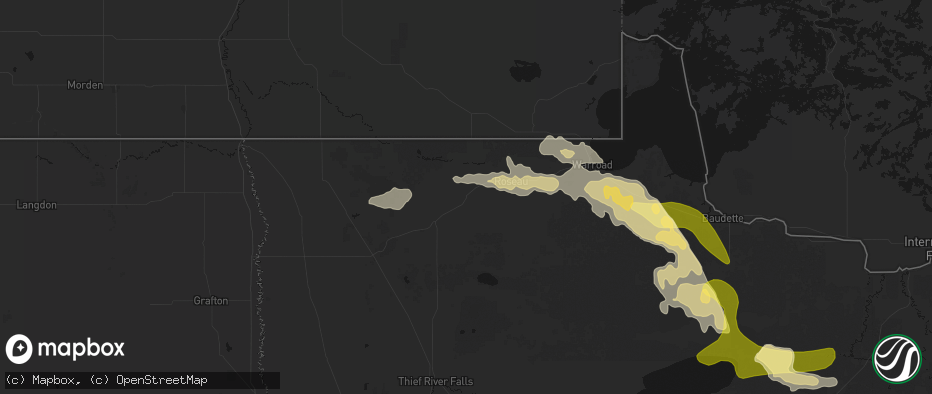 Hail map in Badger, MN on July 16, 2026