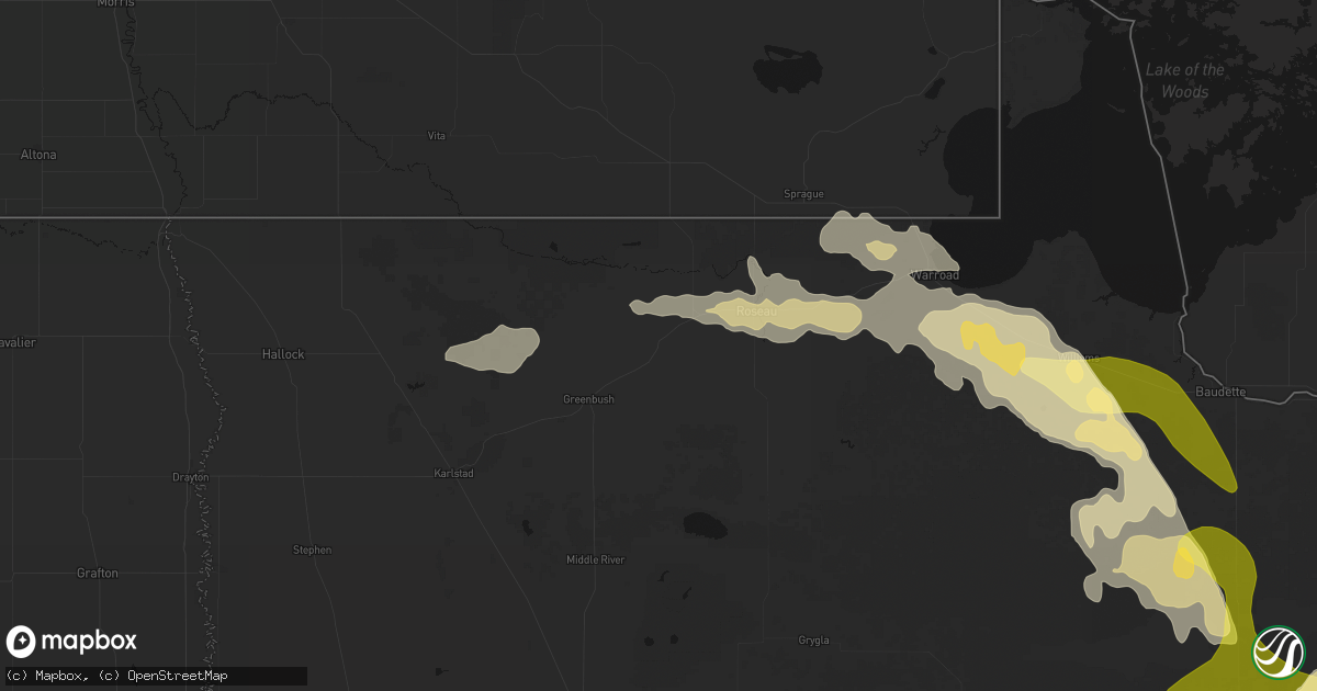 Hail map in Badger, MN on July 16, 2026