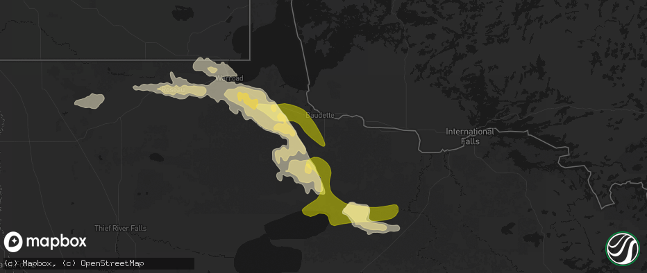 Hail map in Baudette, MN on July 16, 2026