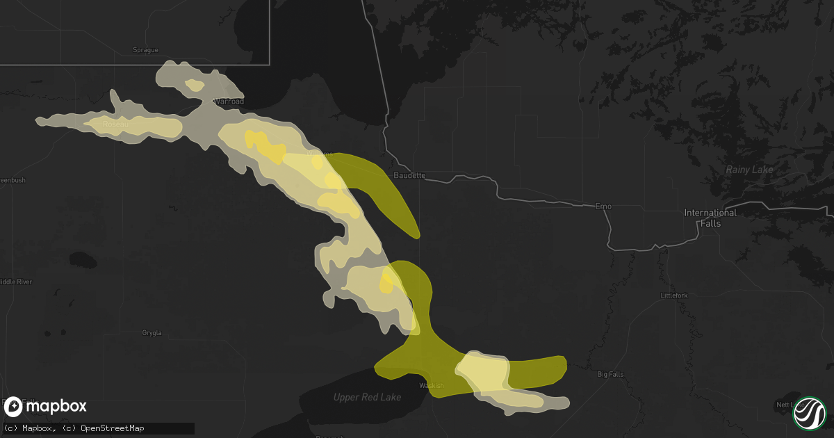 Hail map in Baudette, MN on July 16, 2026