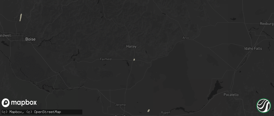 Hail map in Bellevue, ID on July 16, 2026