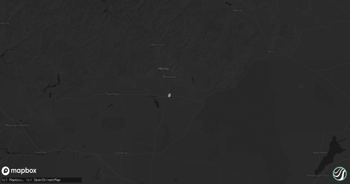 Hail map in Bellevue, ID on July 16, 2026