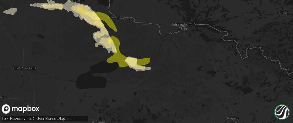 Hail map in Big Falls, MN on July 16, 2026