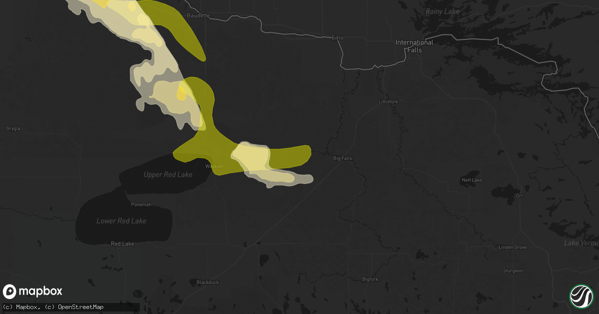 Hail map in Big Falls, MN on July 16, 2026