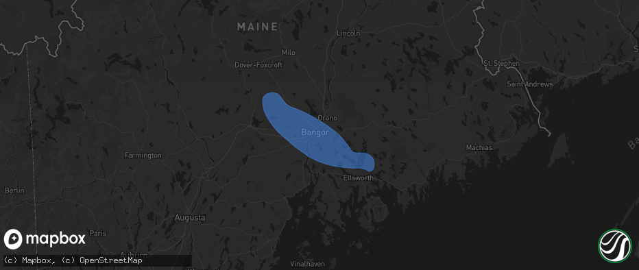 Hail map in Brewer, ME on July 16, 2026